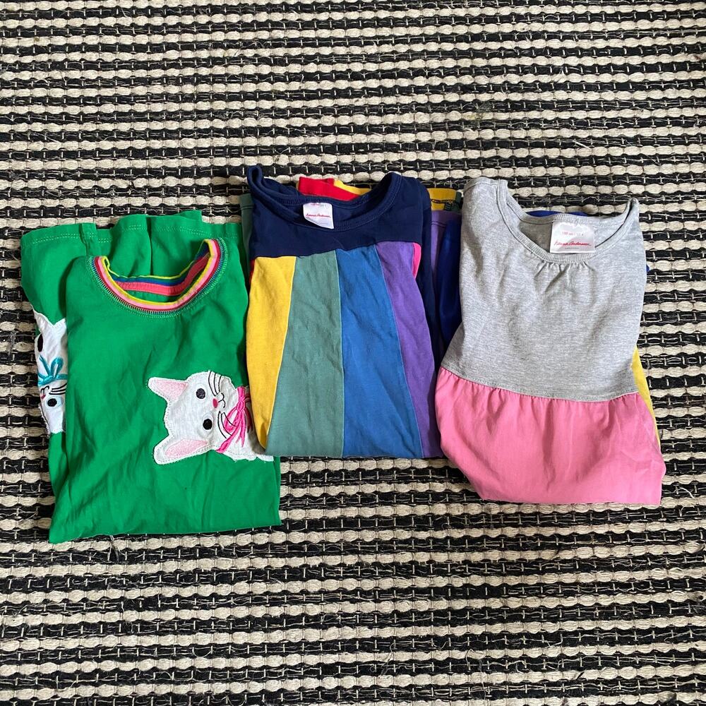 🌿Girls 3P Hanna Andersson Boden Cat Stripe Colorful Dress Bundle 4-6Y